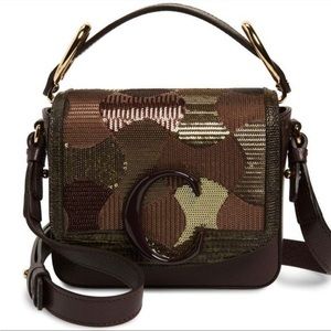 Chloe C Logo sequin and leather bag